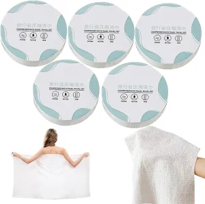 5 Pcs Disposable Bath Towels,42 x 27 inch Bath Towel,Individual Packaging Mini Cotton Coin Towels,Hotel Large Towel,Portable Towels Camping Wipes Magic Towels Compressed Bath Towel Wash Cloths