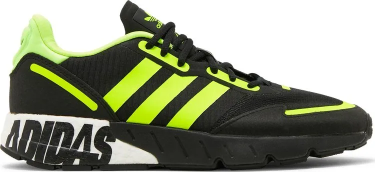 Adidas ZX 1K Boost 'Bold Logo Graphic - Black Solar Yellow' Sneakers, Black