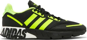 Adidas ZX 1K Boost 'Bold Logo Graphic - Black Solar Yellow' Sneakers, Black