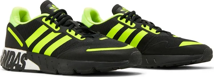 Adidas ZX 1K Boost 'Bold Logo Graphic - Black Solar Yellow' Sneakers, Black