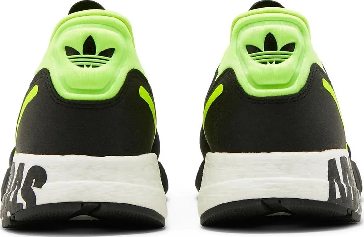 Adidas ZX 1K Boost 'Bold Logo Graphic - Black Solar Yellow' Sneakers, Black