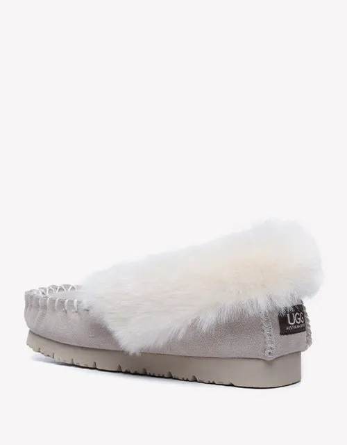 Australian Shepherd UGG Ankle Slippers Unisex Popo Premium Sheepskin Moccasins
