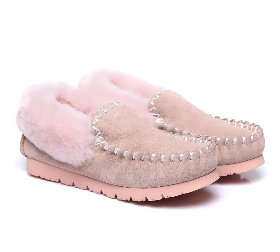 Australian Shepherd UGG Ankle Slippers Unisex Popo Premium Sheepskin Moccasins