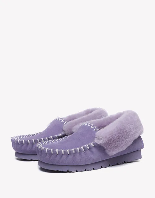 Australian Shepherd UGG Ankle Slippers Unisex Popo Premium Sheepskin Moccasins