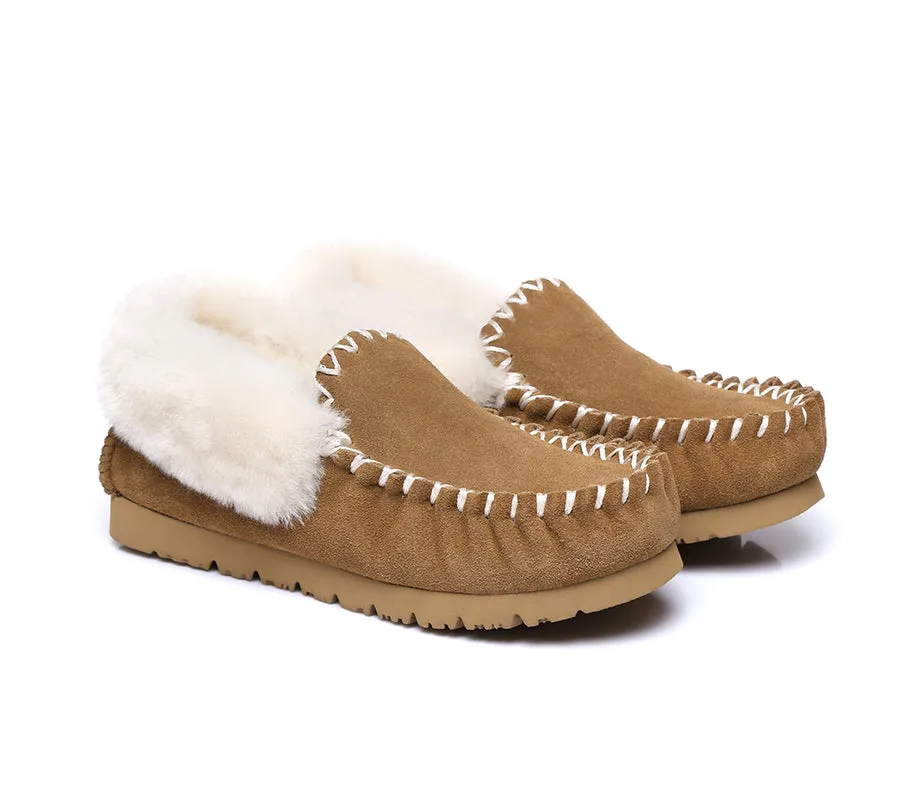 Australian Shepherd UGG Ankle Slippers Unisex Popo Premium Sheepskin Moccasins