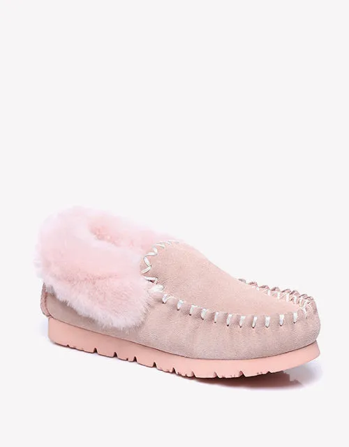 Australian Shepherd UGG Ankle Slippers Unisex Popo Premium Sheepskin Moccasins