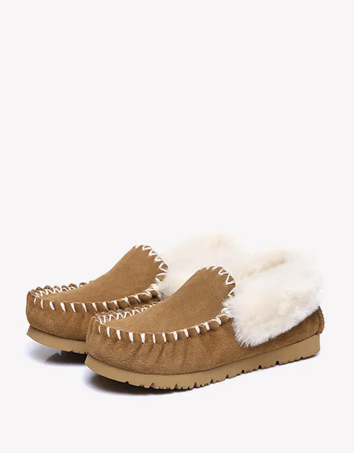 Australian Shepherd UGG Ankle Slippers Unisex Popo Premium Sheepskin Moccasins