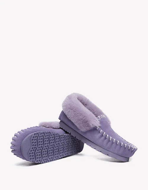 Australian Shepherd UGG Ankle Slippers Unisex Popo Premium Sheepskin Moccasins