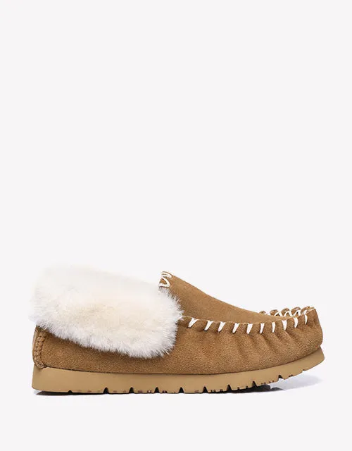 Australian Shepherd UGG Ankle Slippers Unisex Popo Premium Sheepskin Moccasins