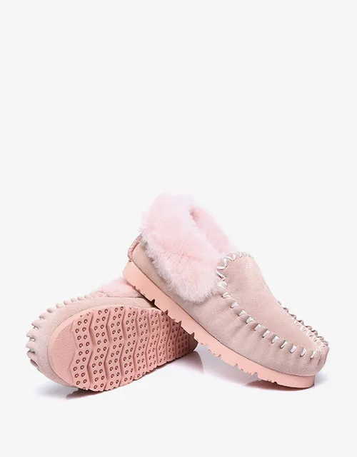 Australian Shepherd UGG Ankle Slippers Unisex Popo Premium Sheepskin Moccasins