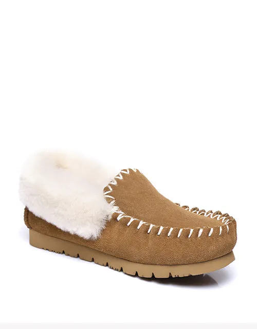 Australian Shepherd UGG Ankle Slippers Unisex Popo Premium Sheepskin Moccasins
