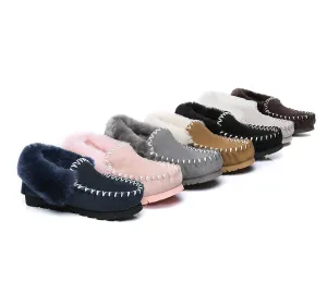 Australian Shepherd UGG Ankle Slippers Unisex Popo Premium Sheepskin Moccasins