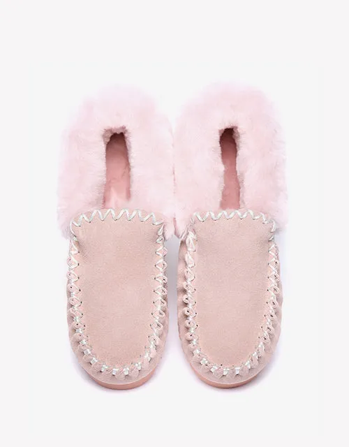 Australian Shepherd UGG Ankle Slippers Unisex Popo Premium Sheepskin Moccasins
