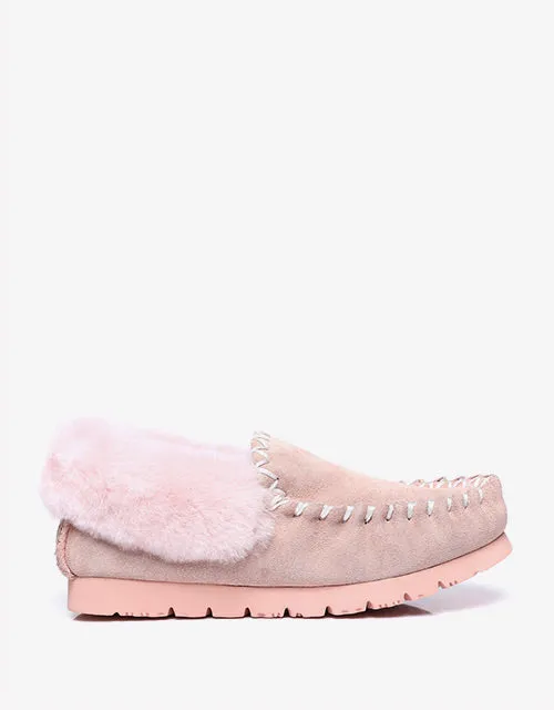 Australian Shepherd UGG Ankle Slippers Unisex Popo Premium Sheepskin Moccasins