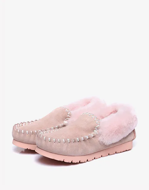Australian Shepherd UGG Ankle Slippers Unisex Popo Premium Sheepskin Moccasins
