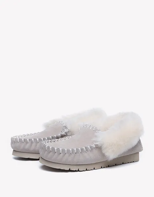 Australian Shepherd UGG Ankle Slippers Unisex Popo Premium Sheepskin Moccasins
