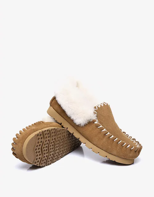Australian Shepherd UGG Ankle Slippers Unisex Popo Premium Sheepskin Moccasins