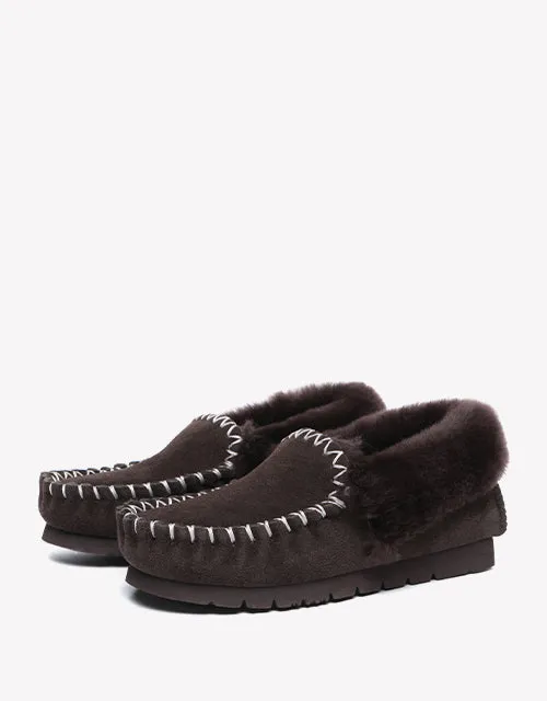 Australian Shepherd UGG Ankle Slippers Unisex Popo Premium Sheepskin Moccasins