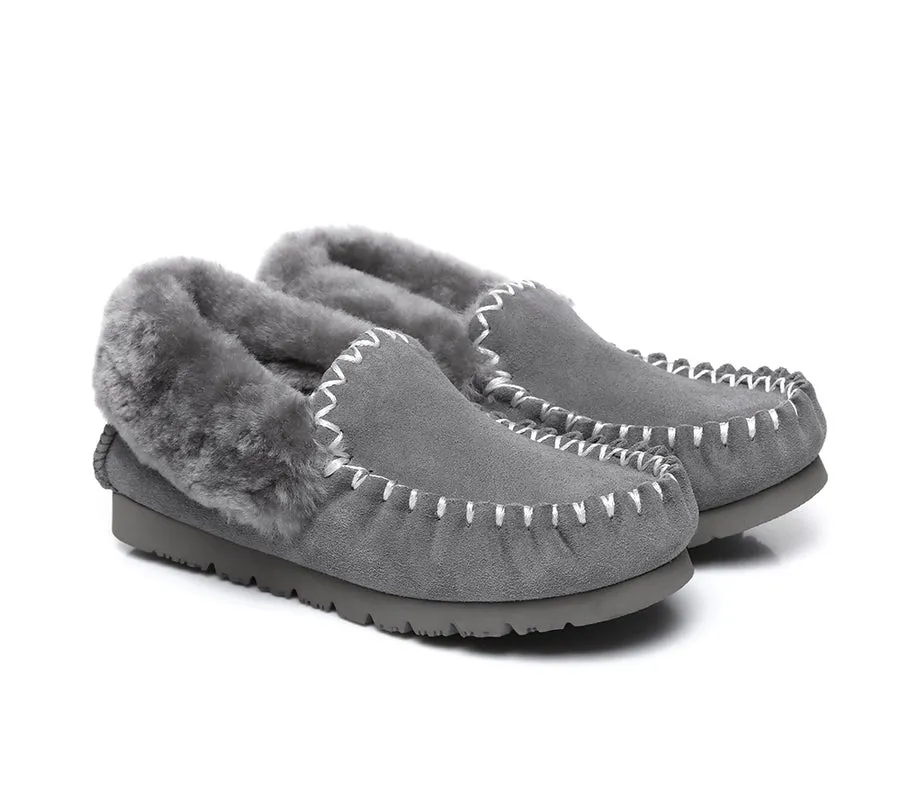 Australian Shepherd UGG Ankle Slippers Unisex Popo Premium Sheepskin Moccasins