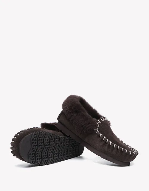 Australian Shepherd UGG Ankle Slippers Unisex Popo Premium Sheepskin Moccasins