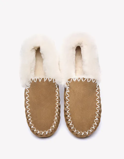Australian Shepherd UGG Ankle Slippers Unisex Popo Premium Sheepskin Moccasins