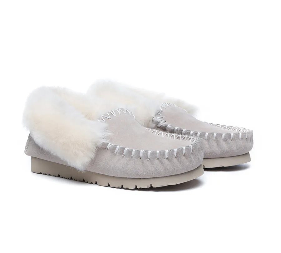 Australian Shepherd UGG Ankle Slippers Unisex Popo Premium Sheepskin Moccasins