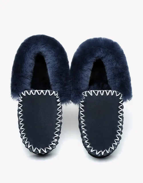 Australian Shepherd UGG Ankle Slippers Unisex Popo Premium Sheepskin Moccasins