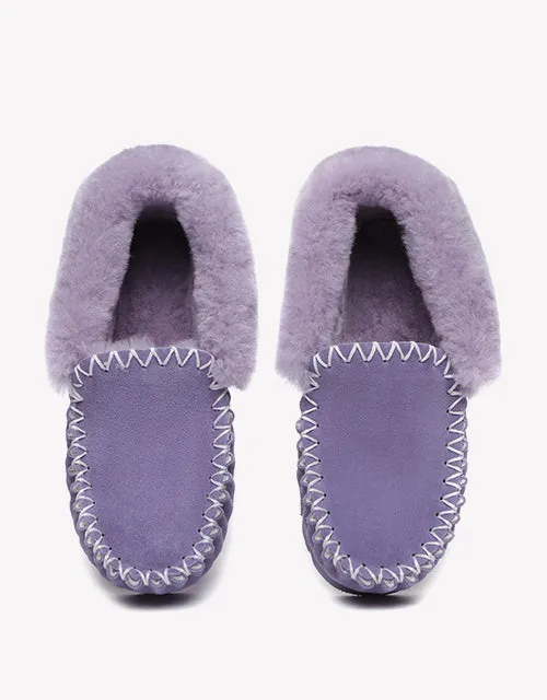 Australian Shepherd UGG Ankle Slippers Unisex Popo Premium Sheepskin Moccasins