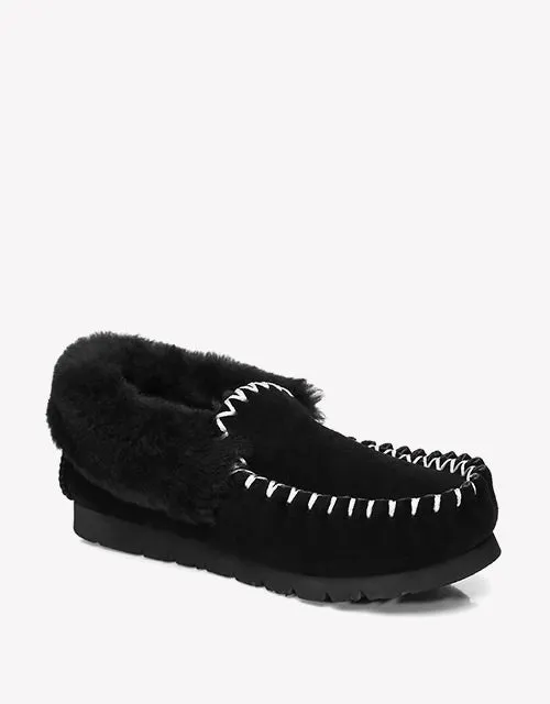 Australian Shepherd UGG Ankle Slippers Unisex Popo Premium Sheepskin Moccasins