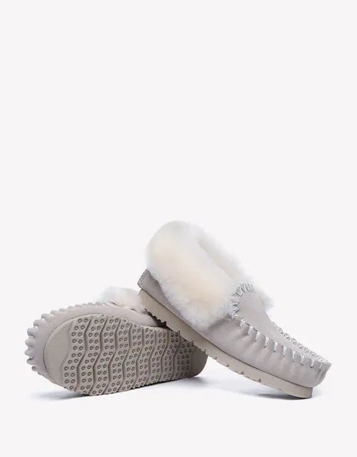 Australian Shepherd UGG Ankle Slippers Unisex Popo Premium Sheepskin Moccasins
