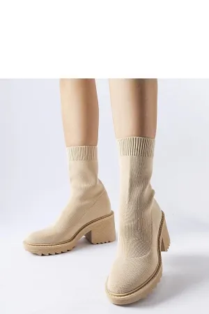 Beige ankle boots with elastic shaft