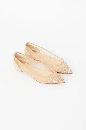 Beige Mesh Folllies Strass Flat
