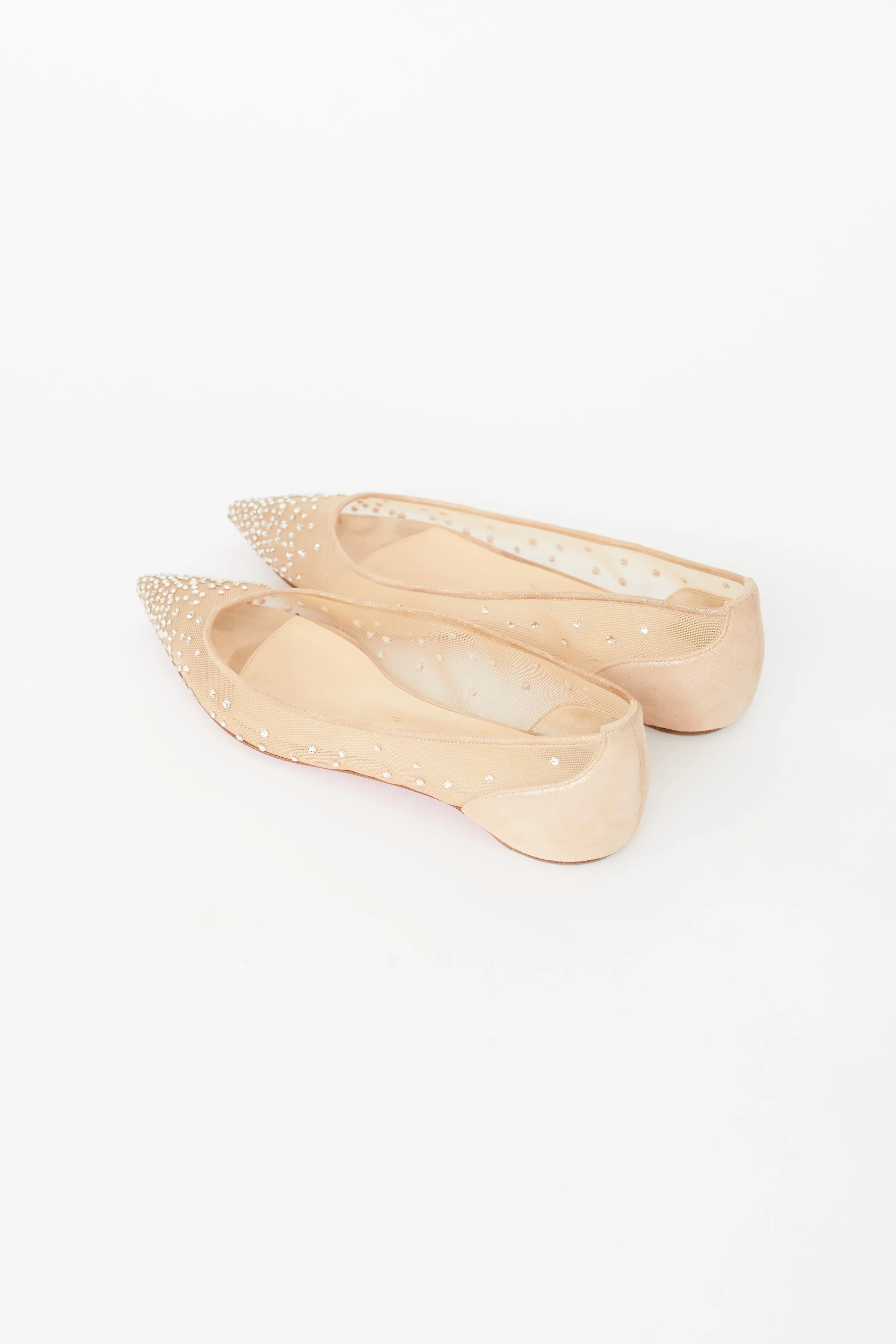 Beige Mesh Folllies Strass Flat