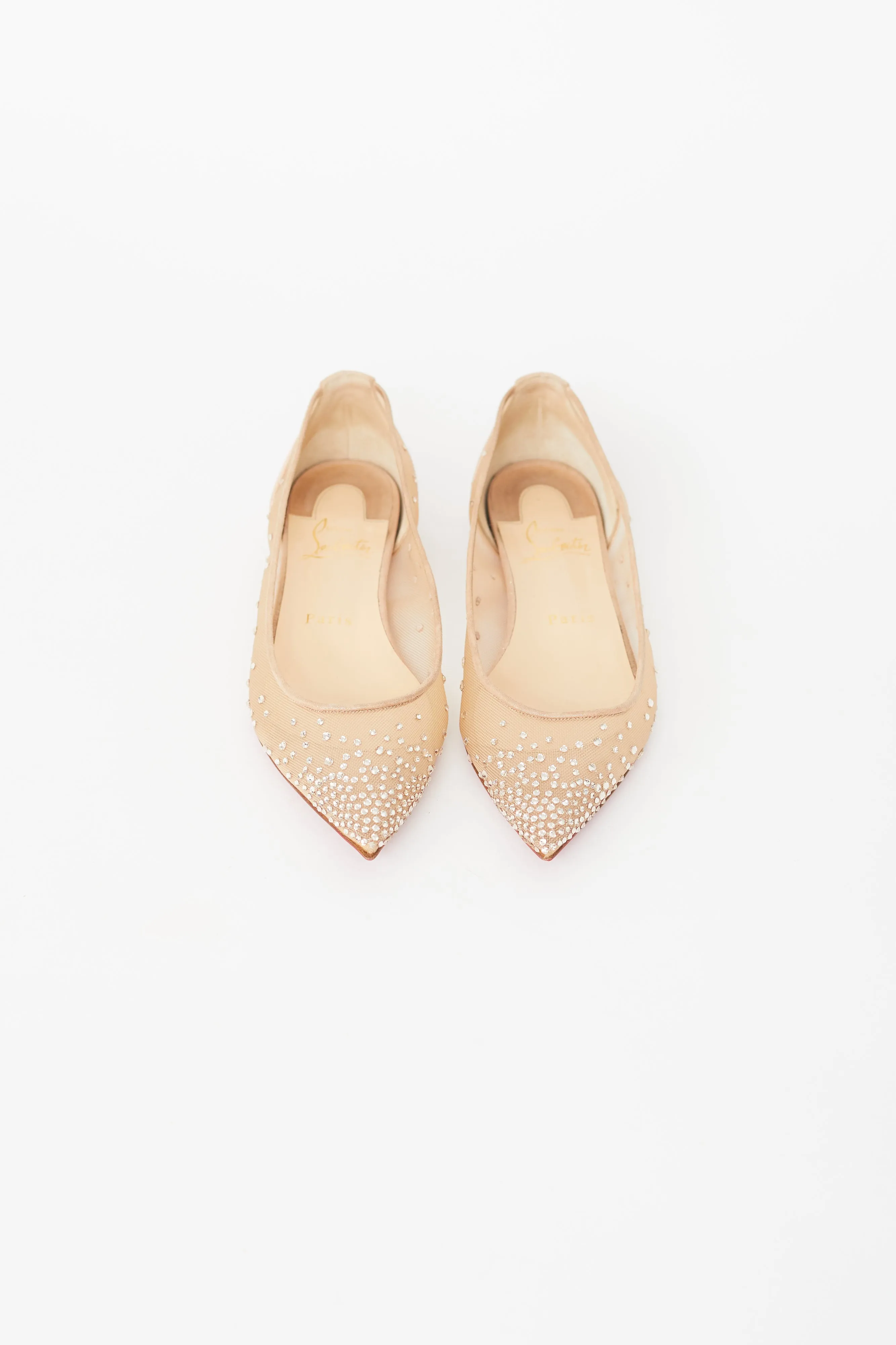 Beige Mesh Folllies Strass Flat