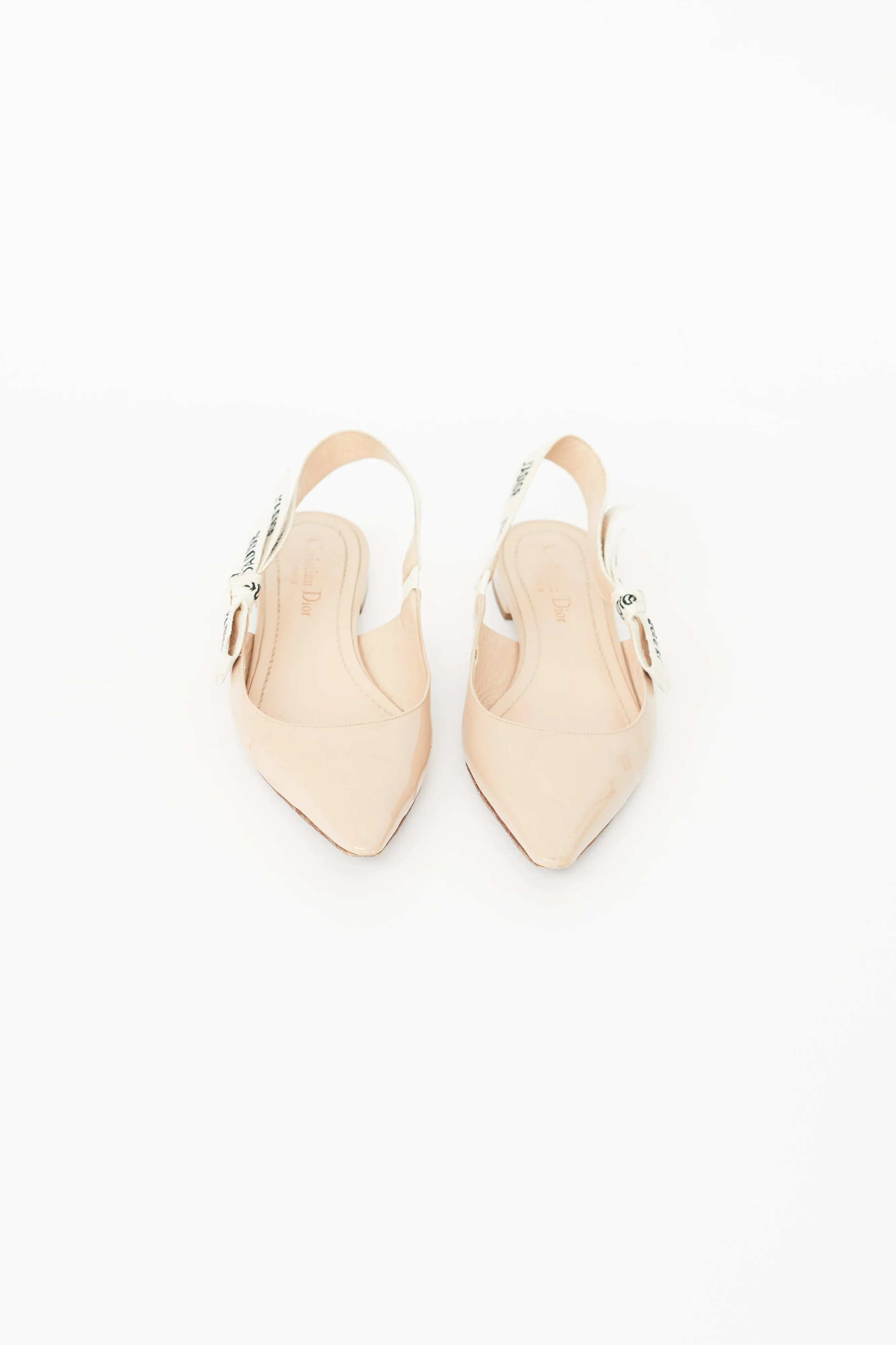 Beige Patent J'Adior Slingback Flats