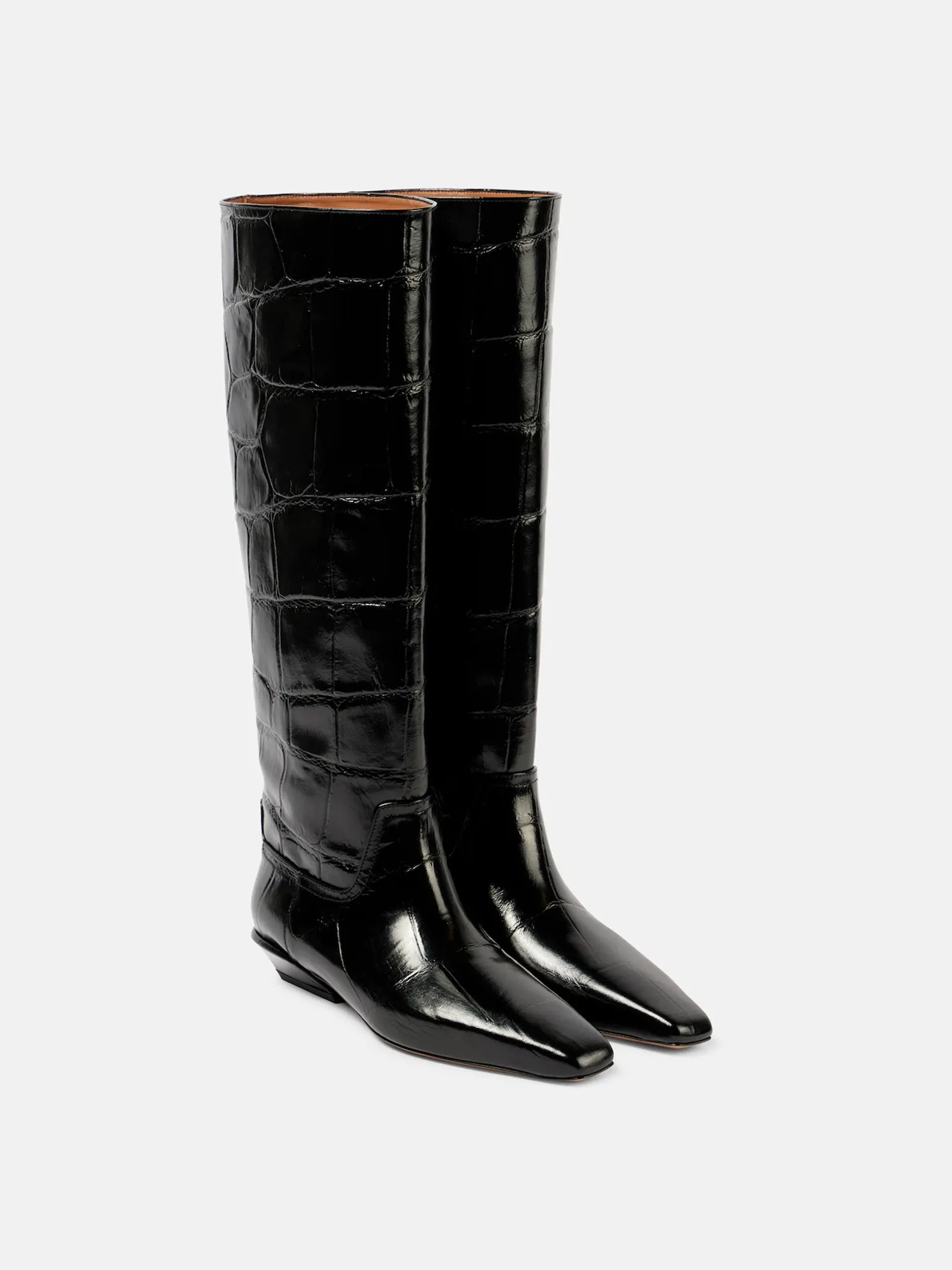 Bettina croc-effect leather boots