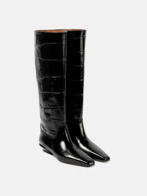 Bettina croc-effect leather boots
