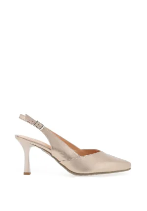 Bioeco by Arka Leather Sling Back Heeled Shoes, Gold