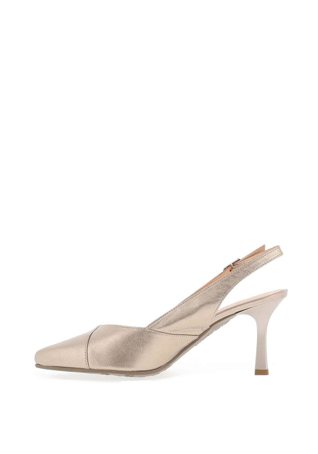 Bioeco by Arka Leather Sling Back Heeled Shoes, Gold