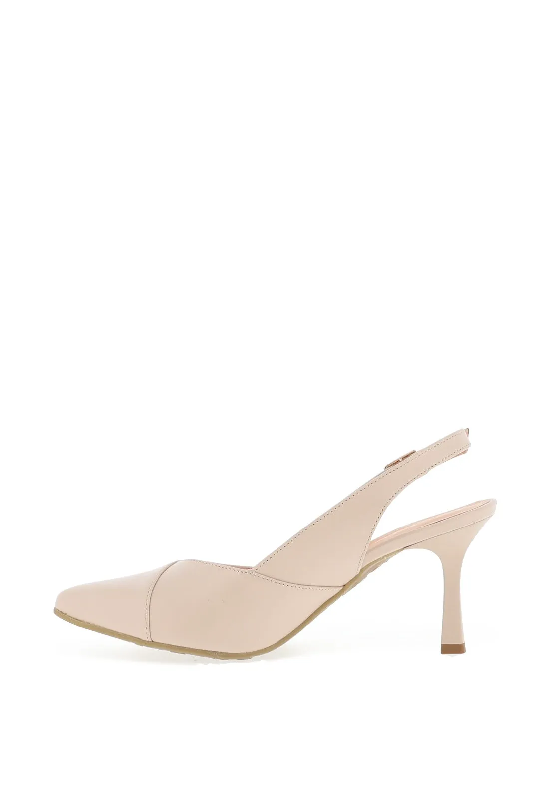Bioeco by Arka Matte Leather Sling Back Heeled Shoes, Beige