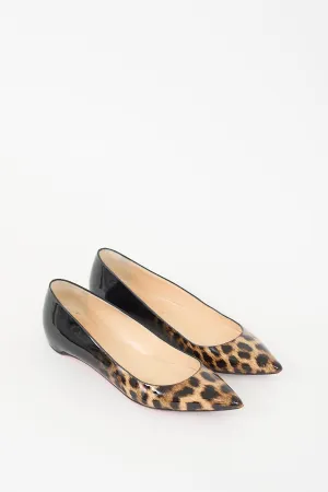 Black & Brown Patent Printed Flat