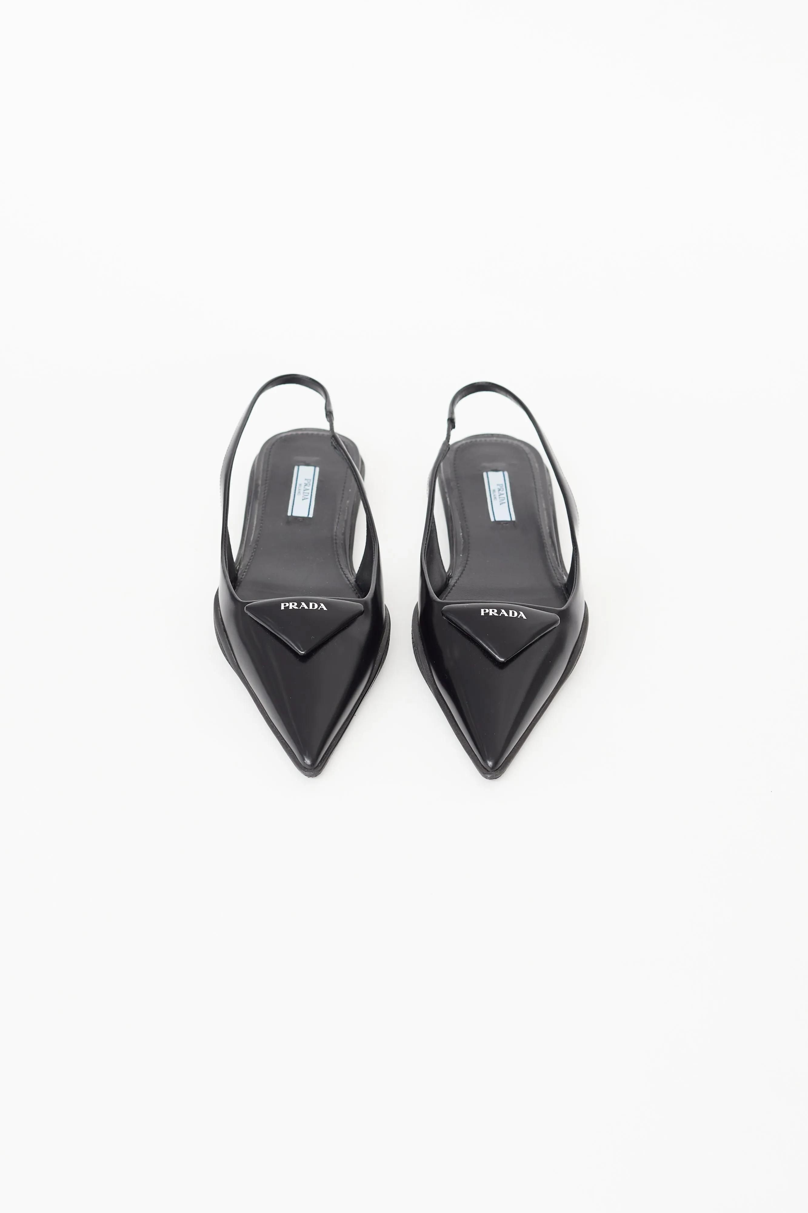 Black Brushed Leather Slingback Flat