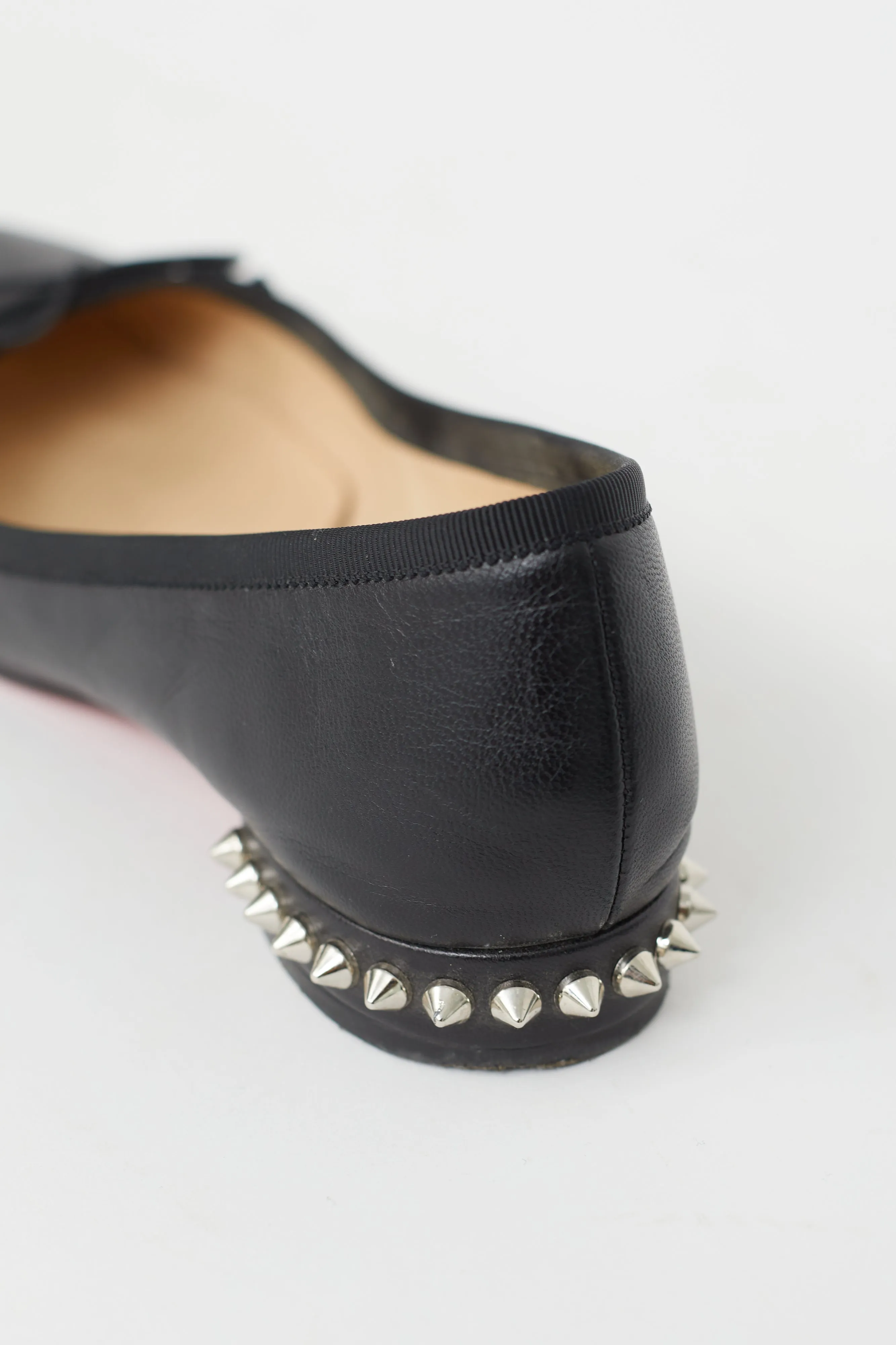 Black Leather Hall Spiked Ballet Flat