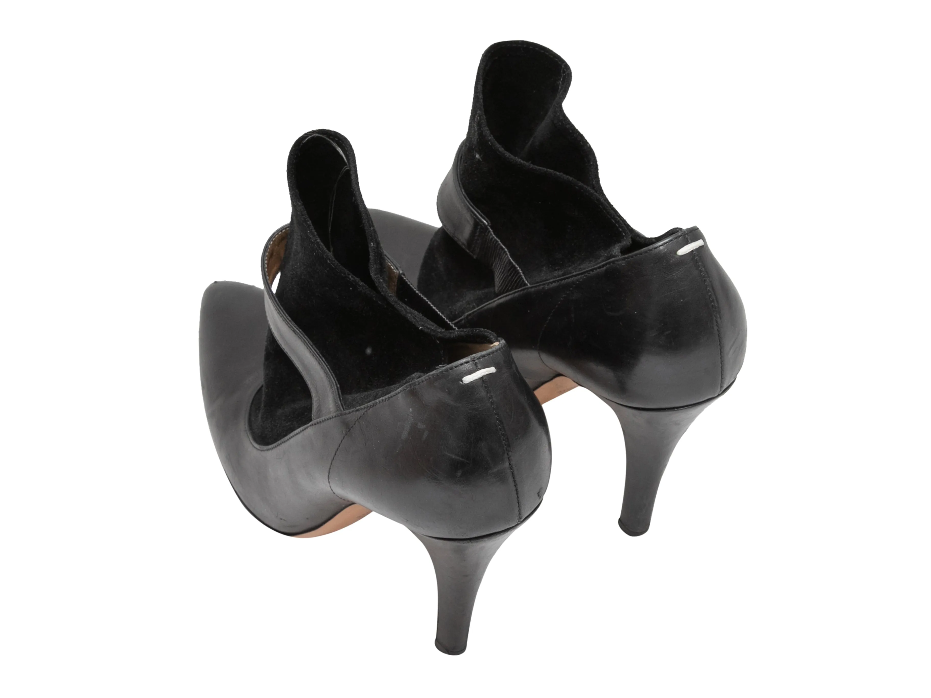 Black Maison Margiela Replica Pointed-Toe Booties Size 37