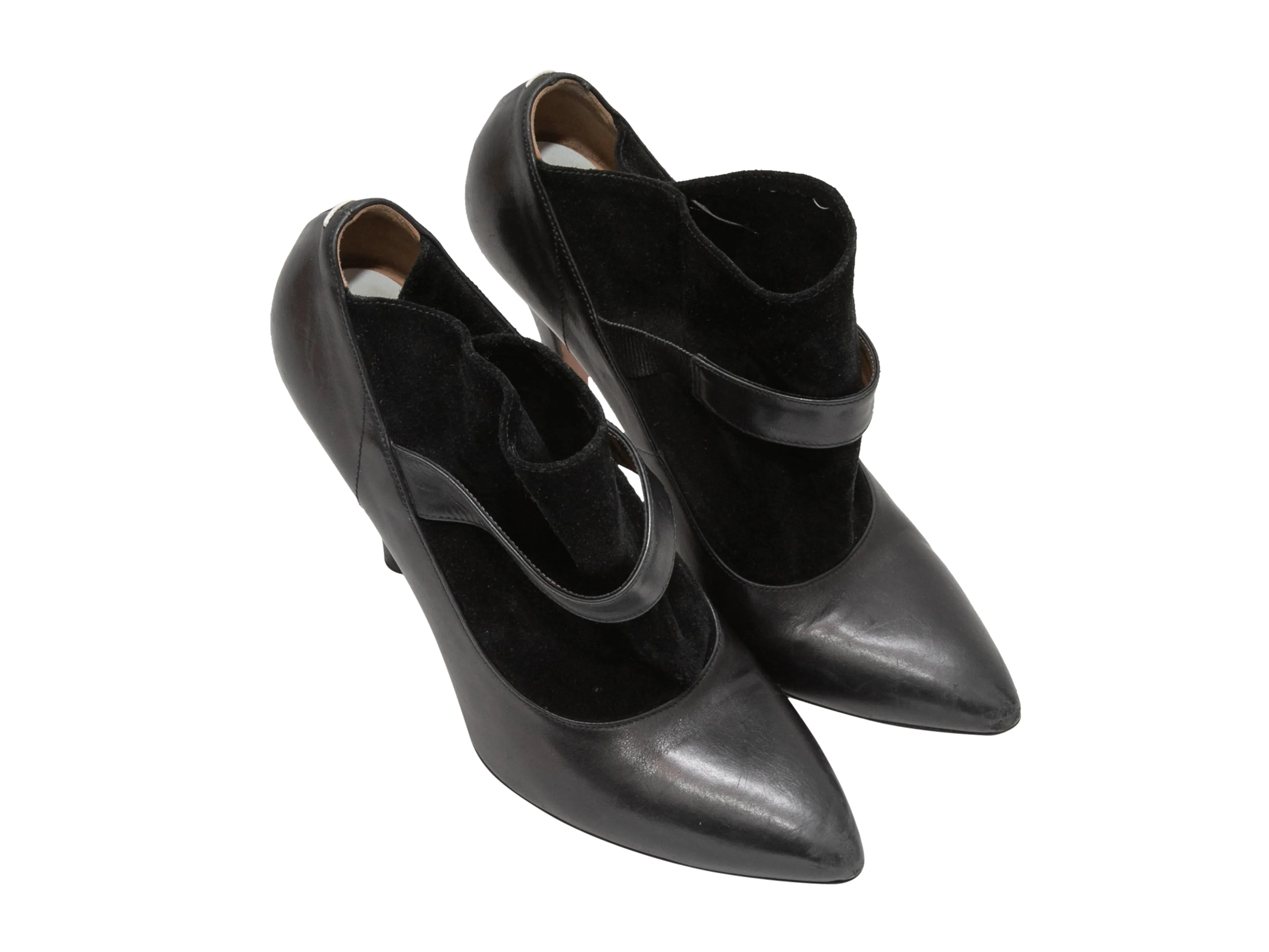 Black Maison Margiela Replica Pointed-Toe Booties Size 37