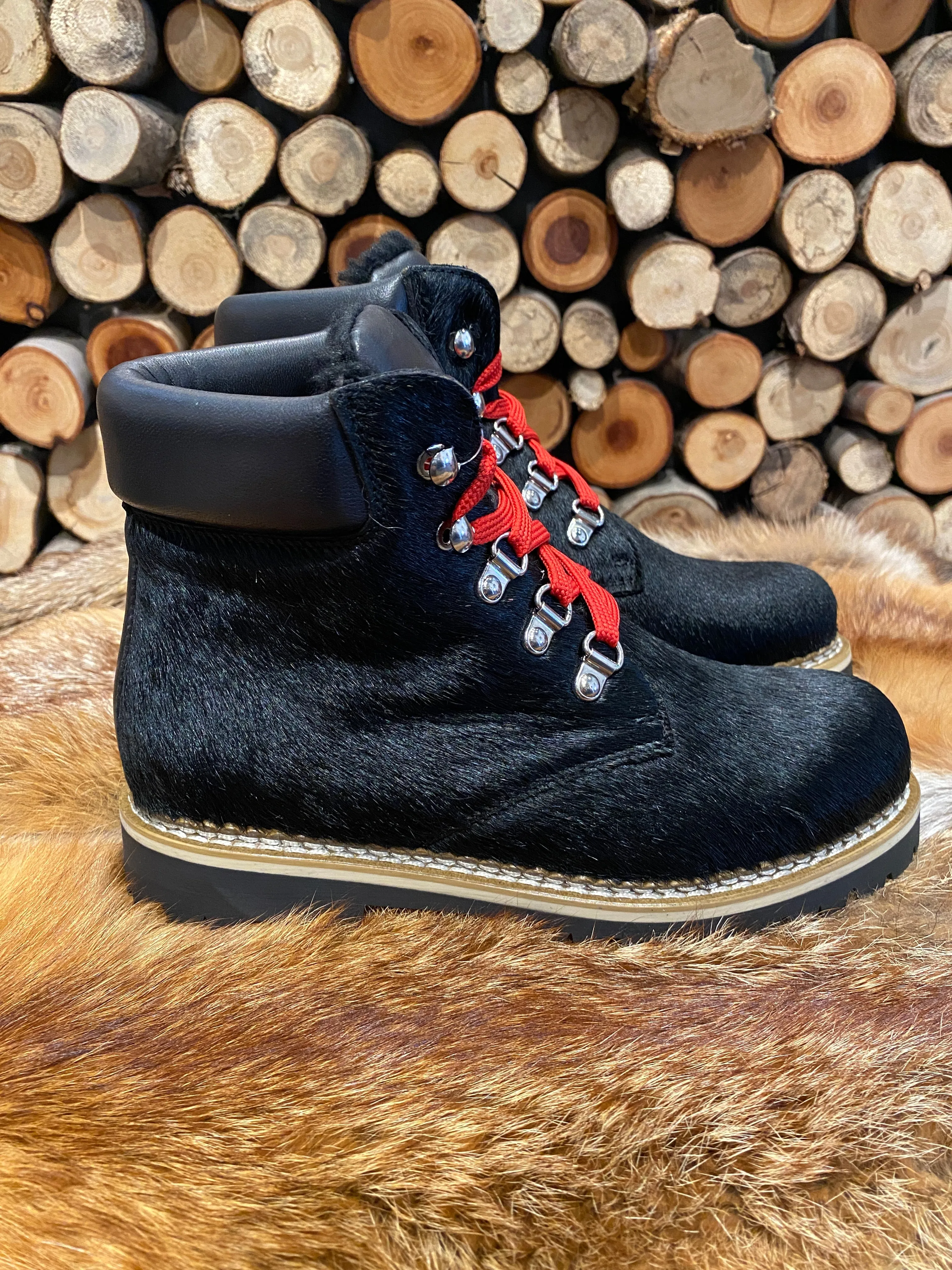 Black Pony Hair Ankle Boot