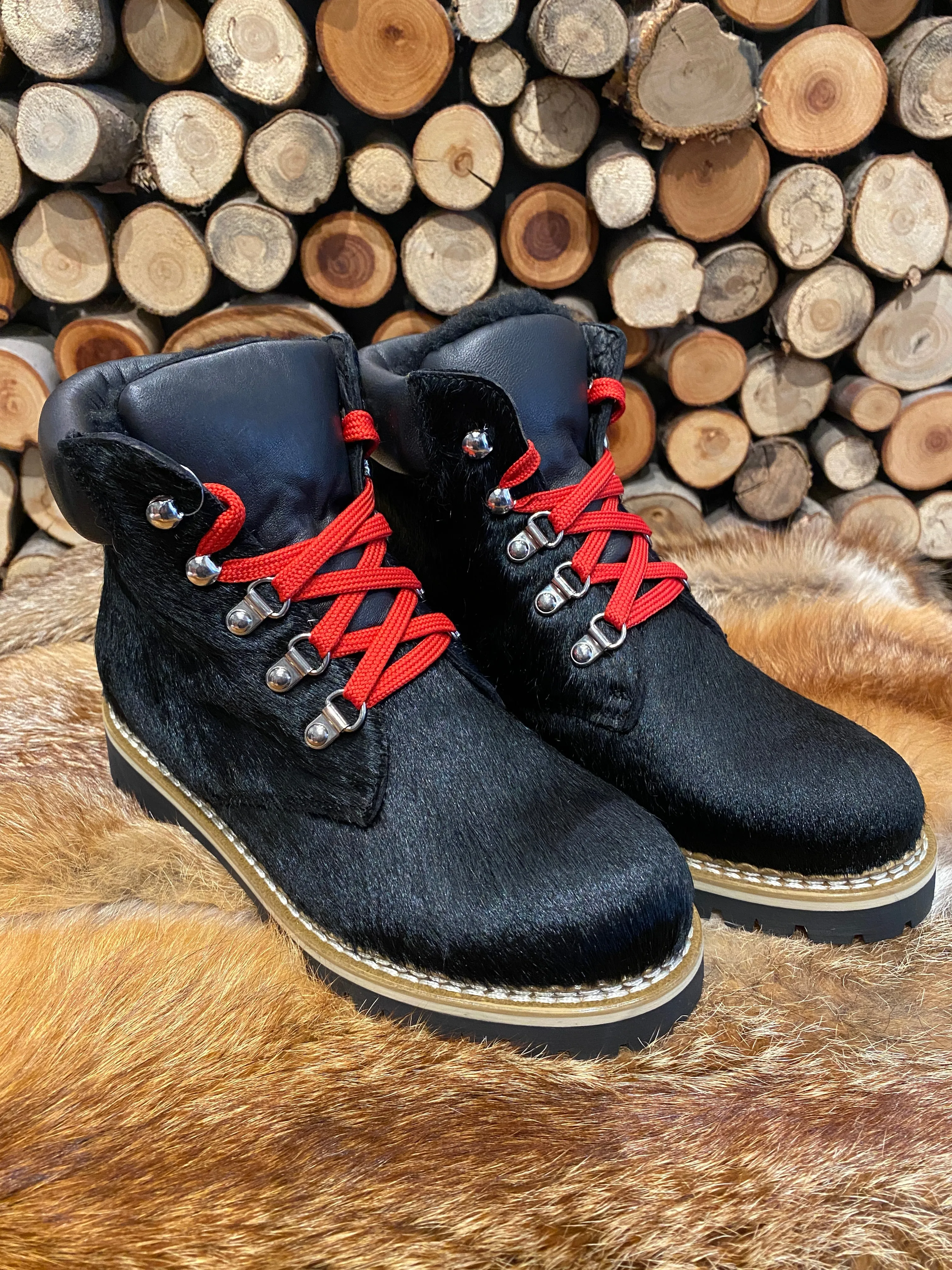Black Pony Hair Ankle Boot