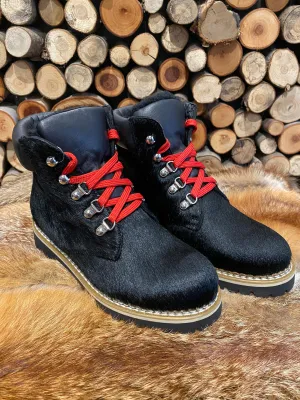 Black Pony Hair Ankle Boot