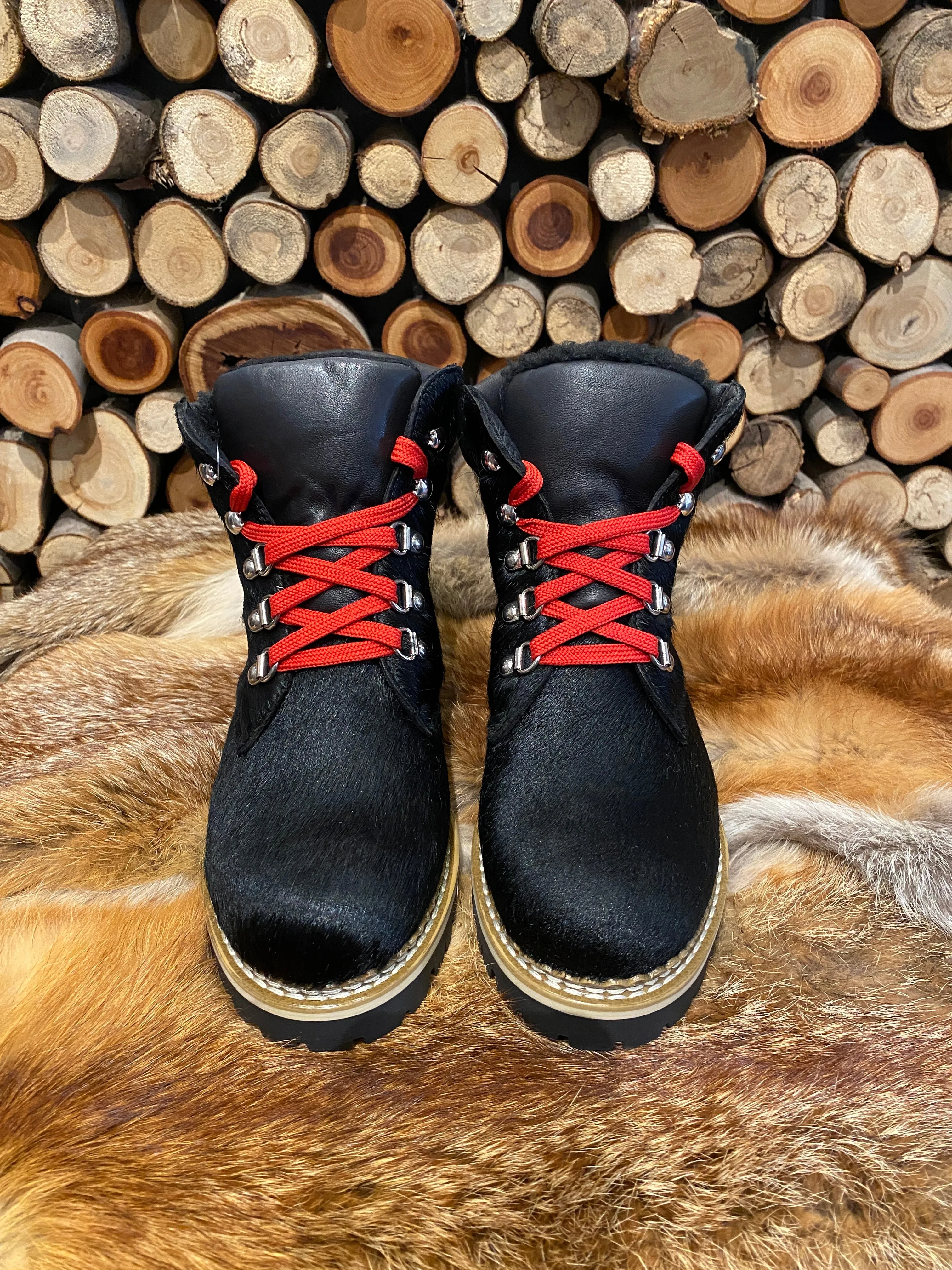Black Pony Hair Ankle Boot