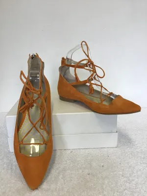 BODEN APRICOT SUEDE LACE UP TIE FRONT FLATS SIZE 7/40